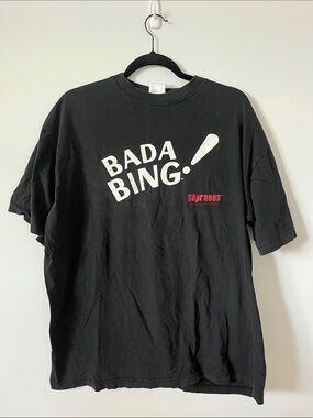 SopranoS Bada Bing! Black Graphic Tee with White and Red Print